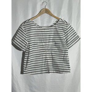 J.Crew Women’s black&white striped box short sleeve top size small